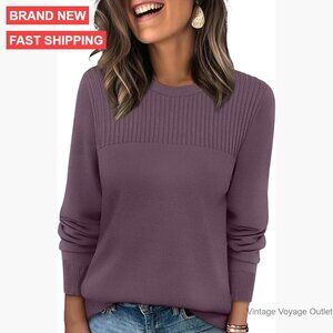 Oversized Ribbed Pullover Sweater Long Sleeve Loose Knit Women's Top